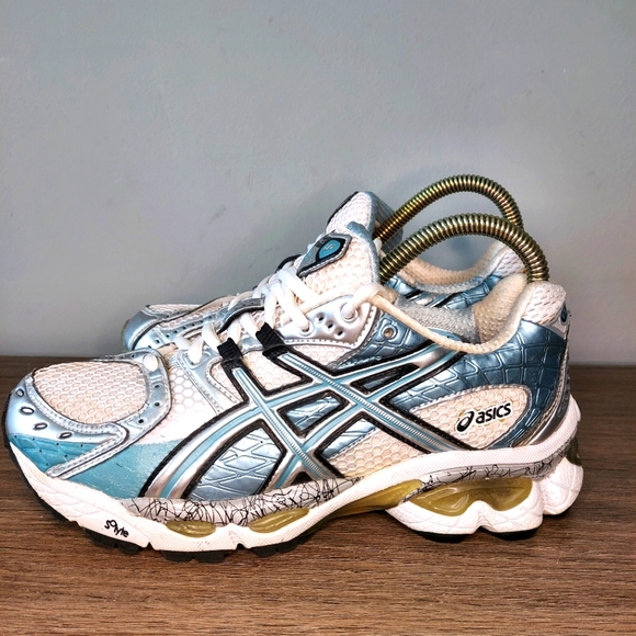 Asics | Shoes | Asics Gel Nimbus Athletic Running Shoes Silver Blue Tn890  Womens Size 7 | Poshmark